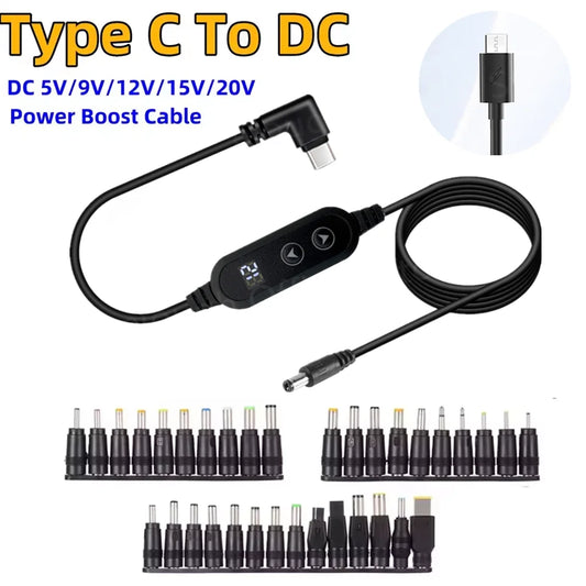 USB-C to DC Fast Charging Power Boost Cable - 5V/9V/12V/15V/20V Adapter