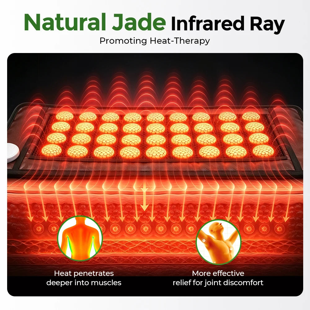 Jade Stone Heating Pad - Double Sided Heated Seat Cushion for Back & Body Pain - 3