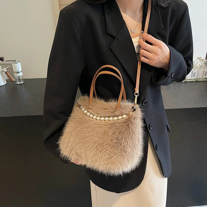 Luxury Plush Pearl Handbag