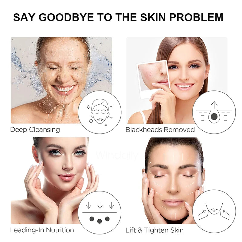 Ultrasonic Face Skin Scrubber - Deep Pore Cleansing & Blackhead Remover Spatula - 14