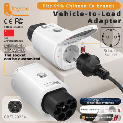 GB/T V2L Electric Vehicle Discharge Adapter for Chinese EV Camping