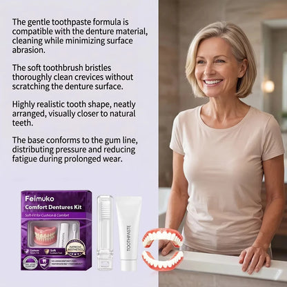 Comfort Silicone Dentures Set - Natural Fit Instant Smile Cosmetic Teeth