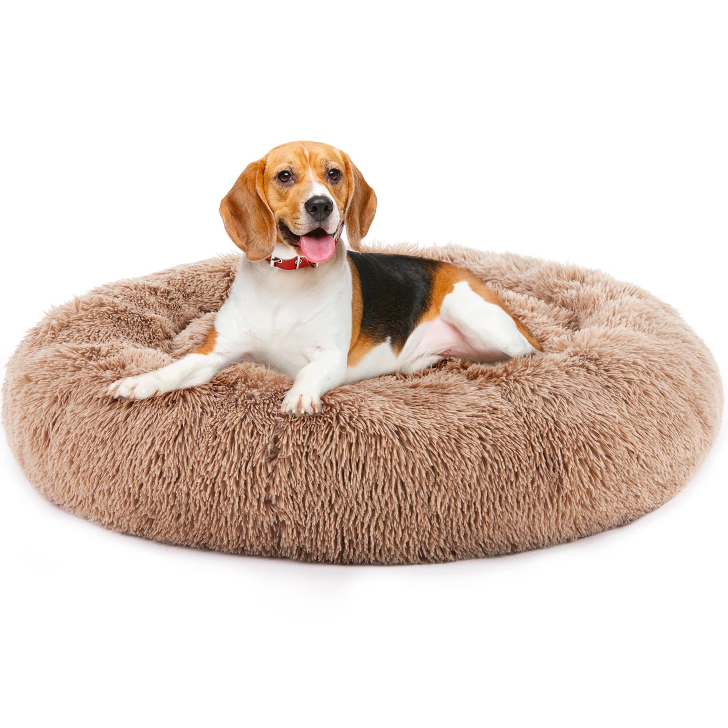 Calming Plush Dog Bed - Ultra-Soft Anti-Slip Washable Pet Bed for Dogs