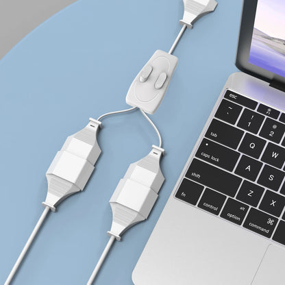 German Standard Dual Socket Extension Cable - Compact 2-Way Power Splitter