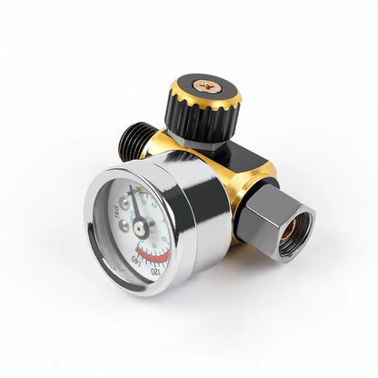 G1/4 Spray Gun Air Pressure Regulator with Gauge - Adjustable 140 PSI Valve