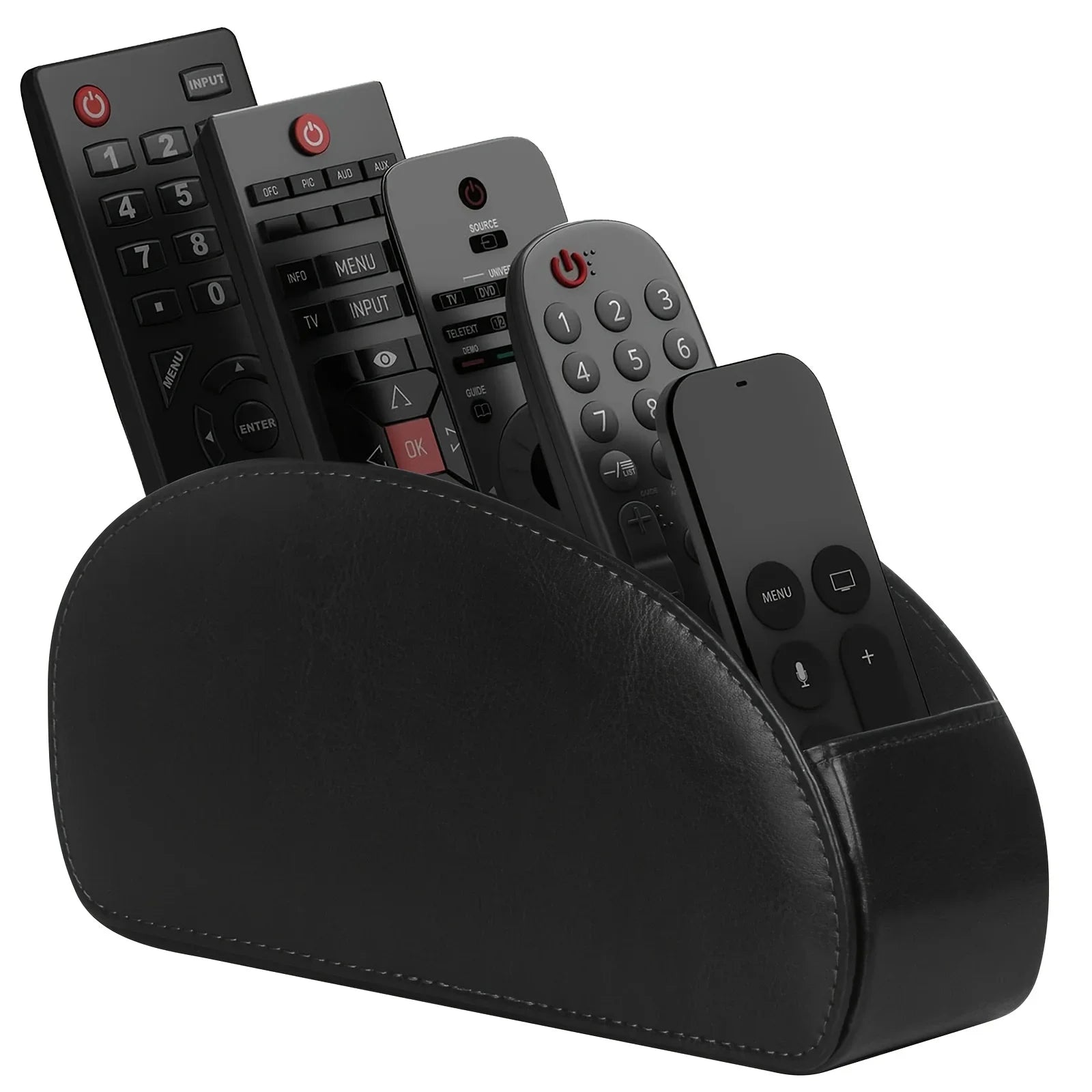 5-Compartment PU Leather Remote Control Organizer Desktop Storage Box - 10