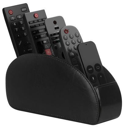 5-Compartment PU Leather Remote Control Organizer Desktop Storage Box