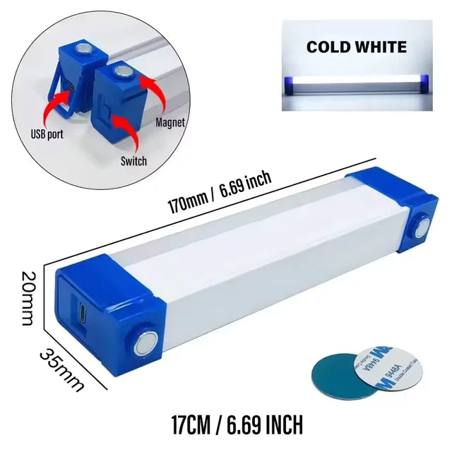Rechargeable LED Tube Light - Magnetic Portable Bar Lamp for Camping & Emergency - 17