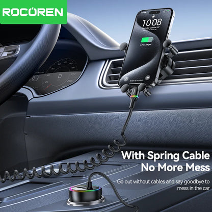 70W Fast USB-C Car Charger with 1.6m Retractable Spring Cable