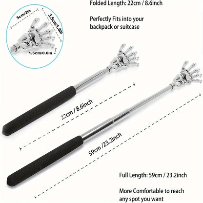 Telescopic Stainless Steel Back Scratcher - Portable Extendable Massager