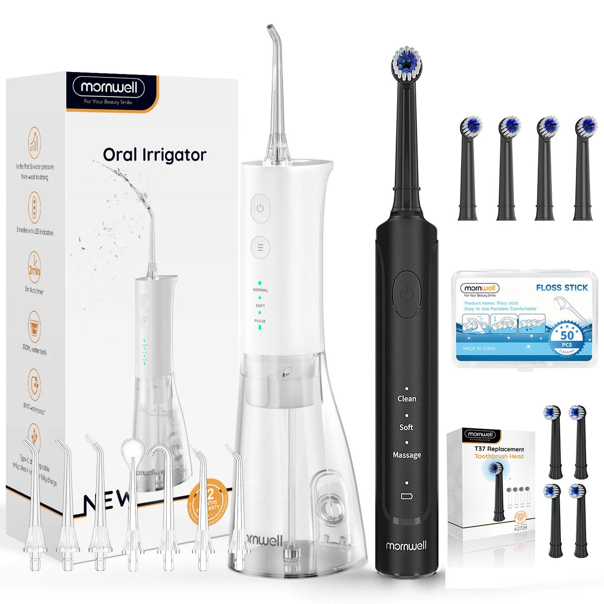 Professional Electric Toothbrush and Water Flosser Set for Deep Oral Cleaning
