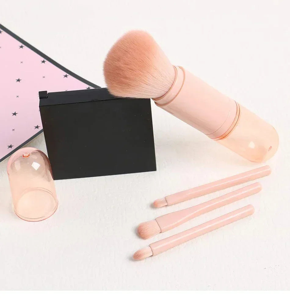 4-in-1 Retractable Travel Makeup Brush Set - Portable Face & Eye Tool Kit - 19