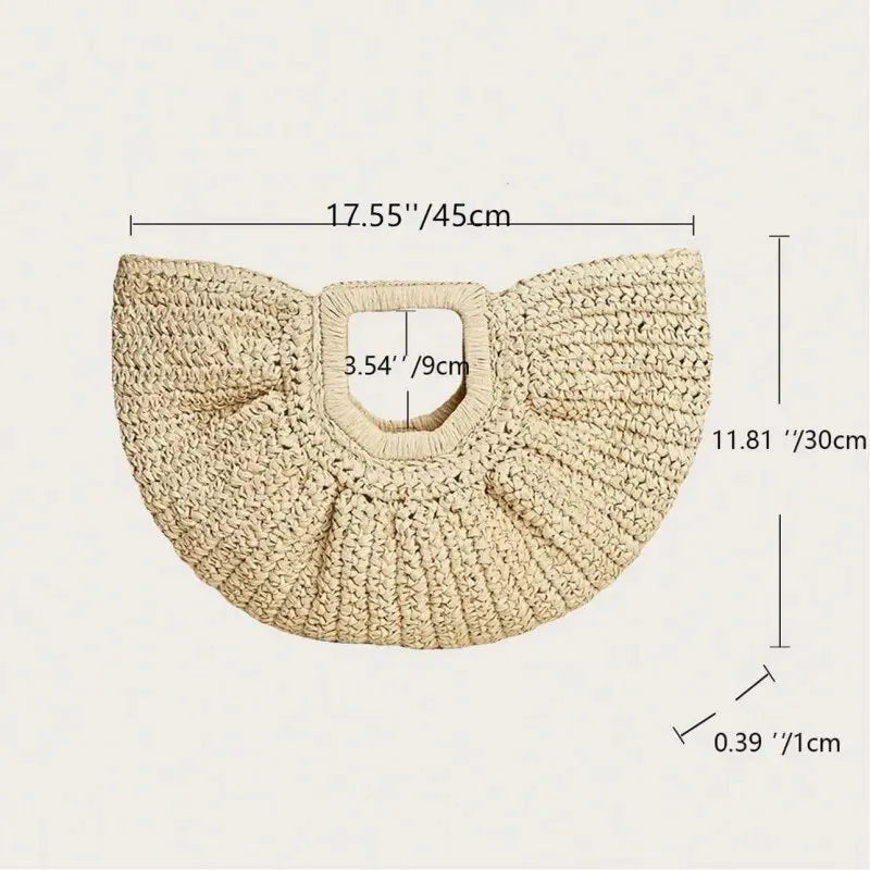 Luxury Half-Moon Straw Tote