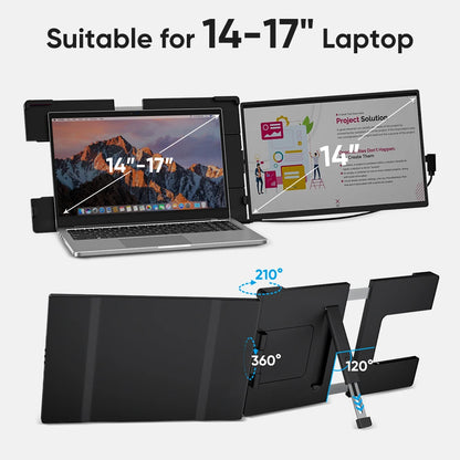 14.1" Portable Laptop Monitor - 1200P FHD IPS Triple Screen Extender