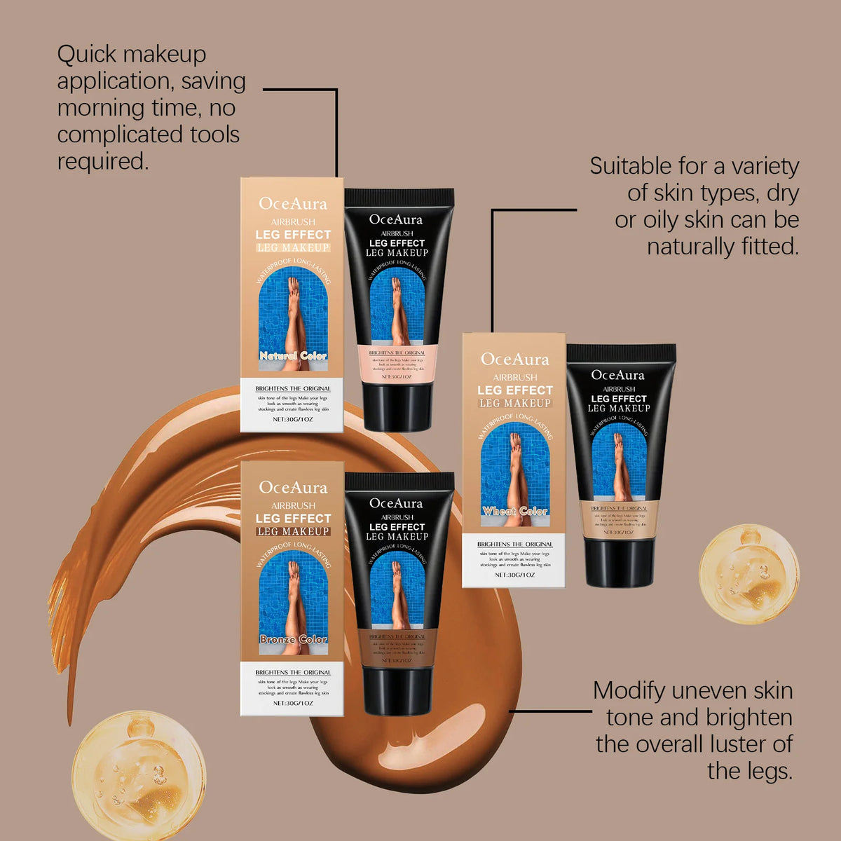 Waterproof Leg Foundation & Body Concealer - Flawless Coverage Cream