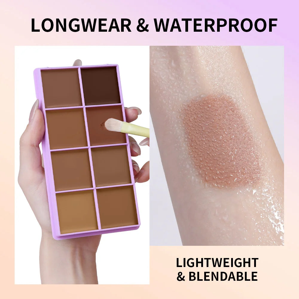 8-Shade Full Coverage Cream Concealer Palette Waterproof Makeup
