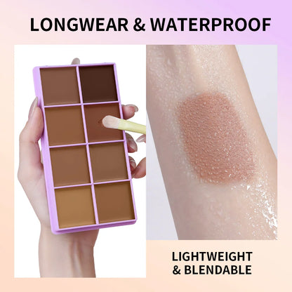 8-Shade Full Coverage Cream Concealer Palette Waterproof Makeup