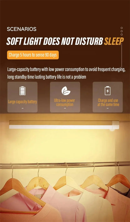 Wireless Motion Sensor LED Cabinet Light - Rechargeable Dimmable Under Counter Bar Light