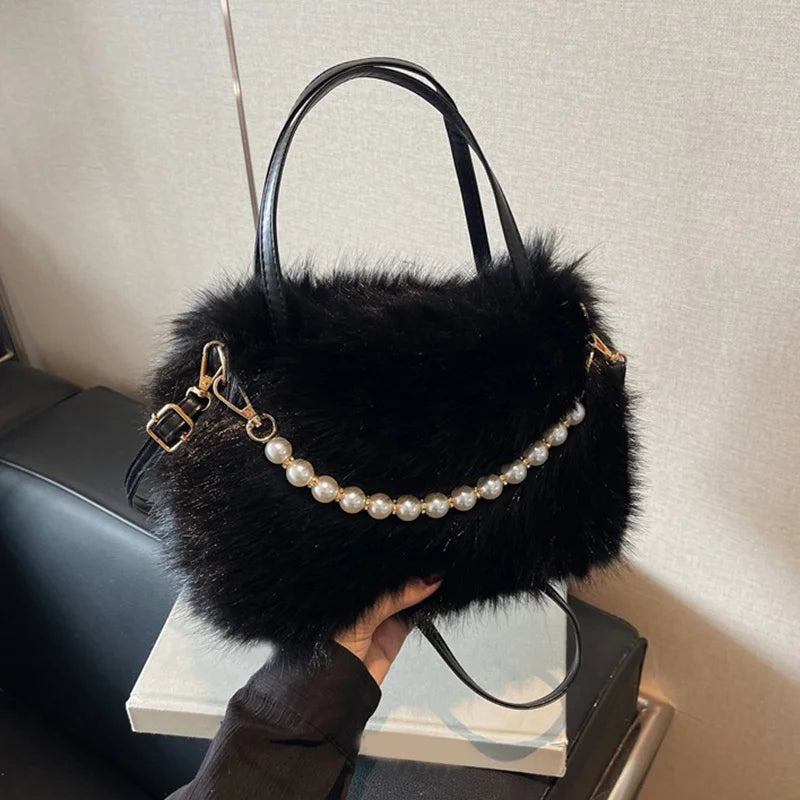 Luxury Plush Pearl Handbag