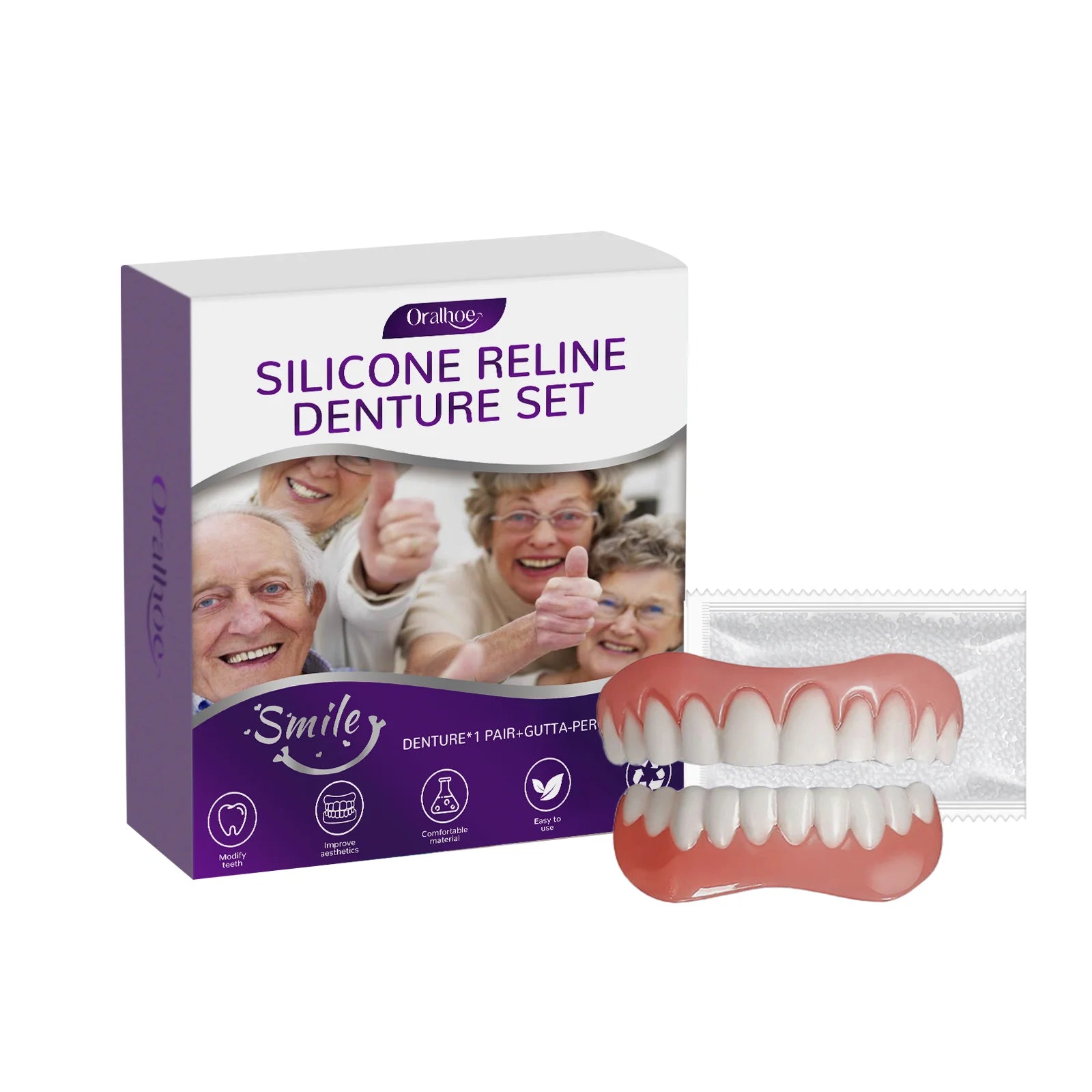 Cosmetic Silicone Denture Set for Instant Smile Transformation and Comfort - 16