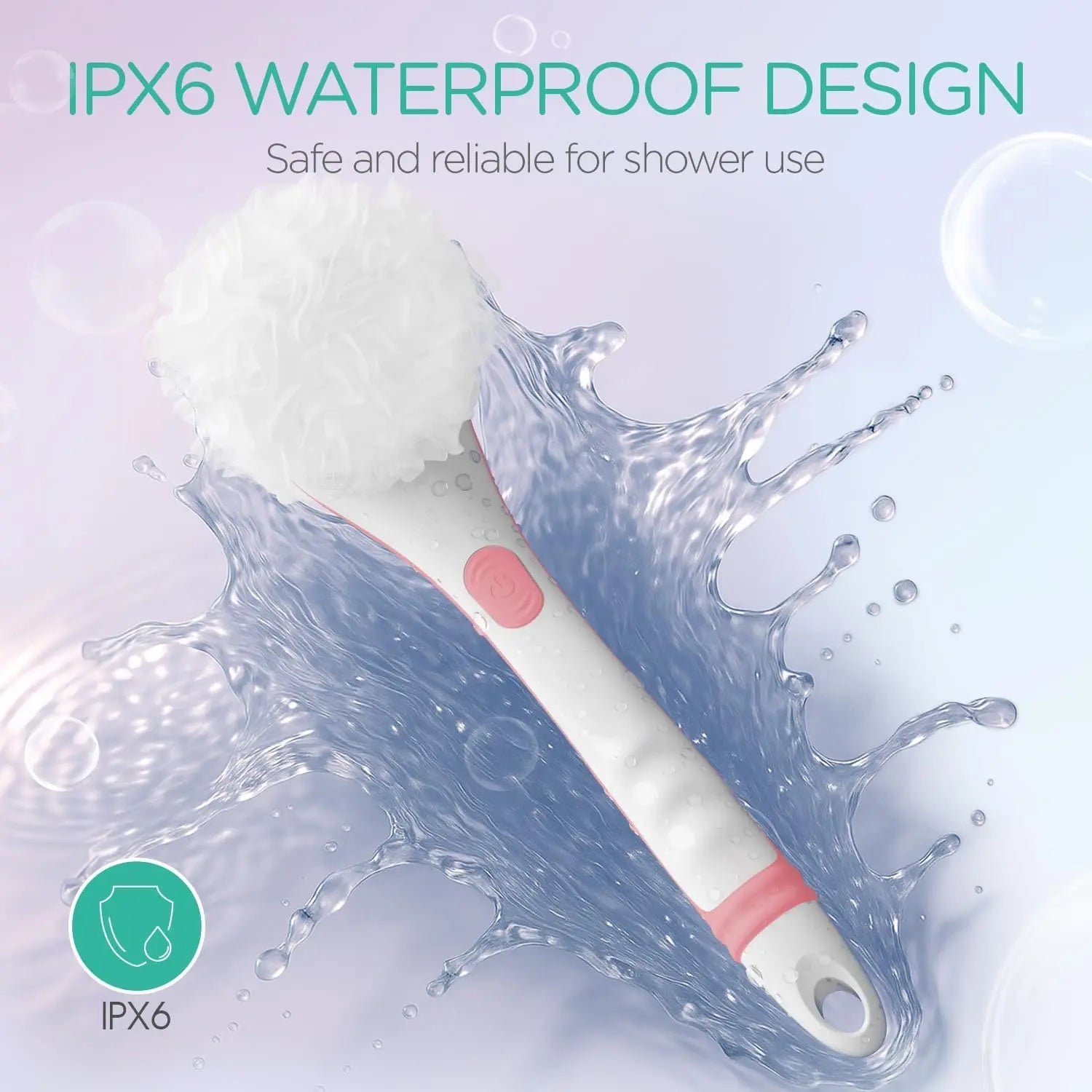 Electric Long Handle Bath Brush - Waterproof Exfoliating Back Scrubber - 6