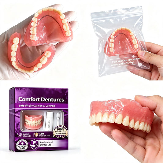 Comfort Fit Cosmetic Silicone Denture Set – Upper & Lower Smile Enhancer