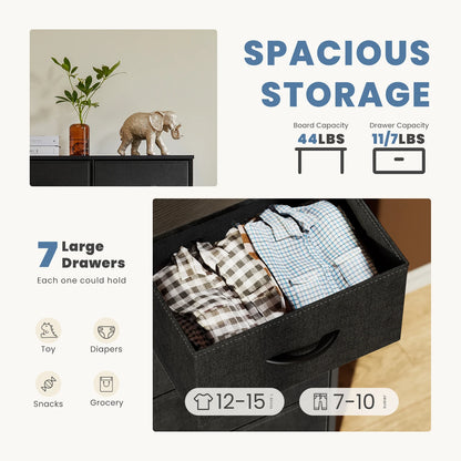 7-Drawer Fabric Dresser Organizer - Sturdy Storage Chest for Bedroom