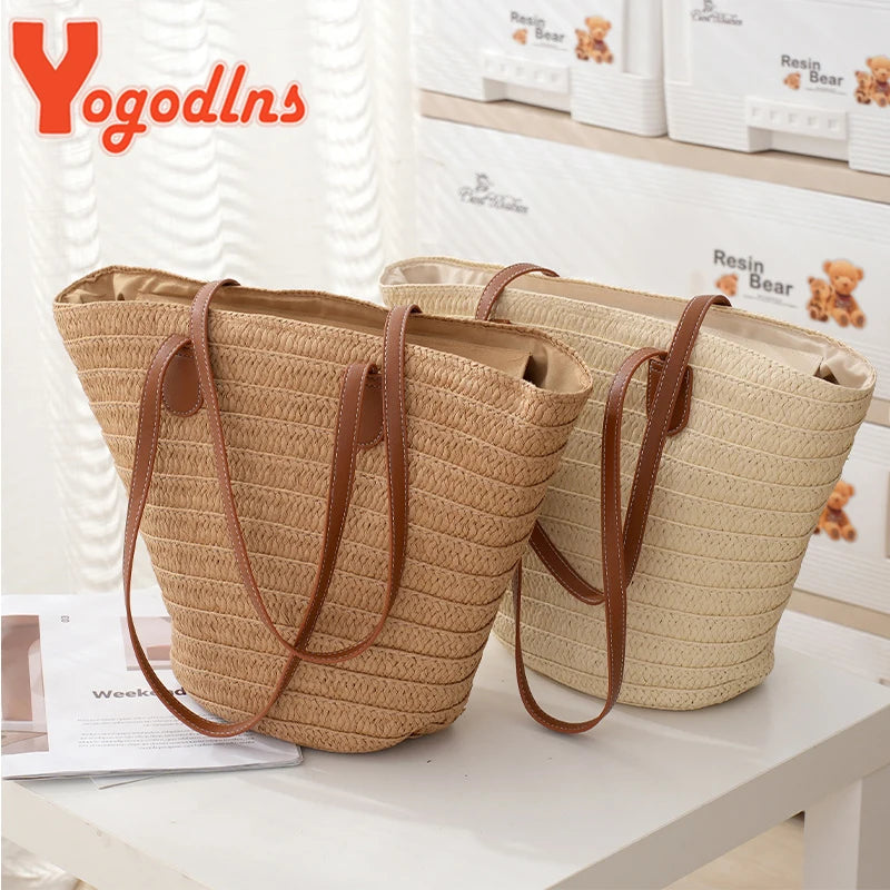 Luxury Bohemian Knitted Straw Tote