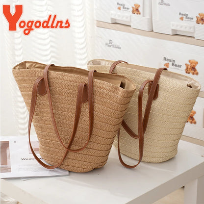 Luxury Bohemian Knitted Straw Tote