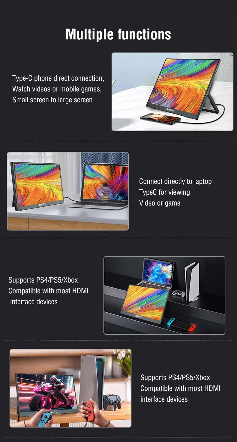 16-Inch Portable 1200P HDR Monitor - Touch/Non-Touch IPS Gaming Display - 10