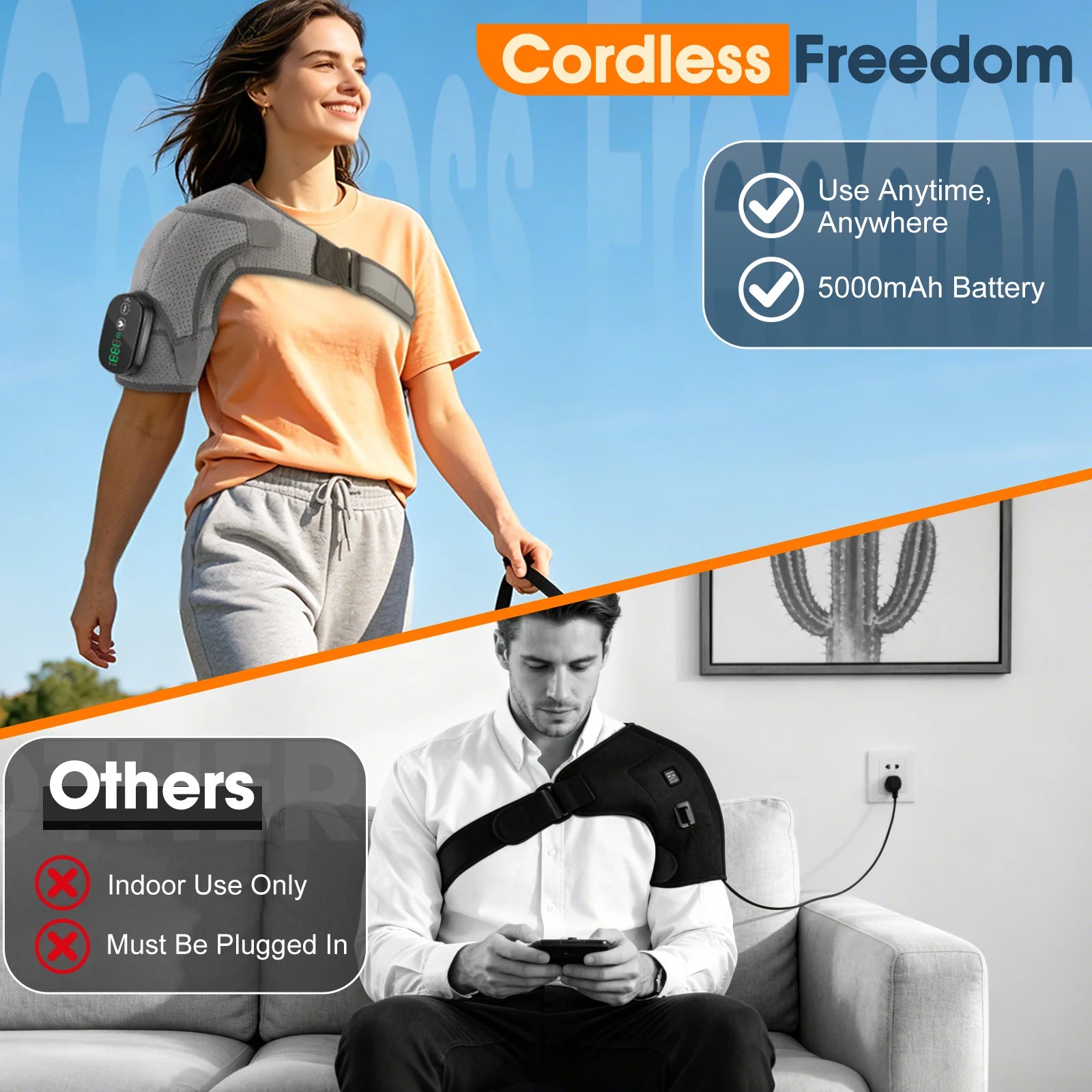 Cordless Shoulder Massager with Heat and Vibration for Pain Relief - 9