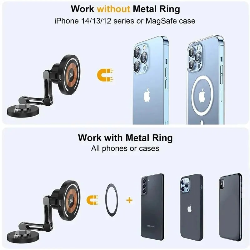 15W Magnetic Car Wireless Charger Mount for iPhone 15 14 13 12 Series - 6