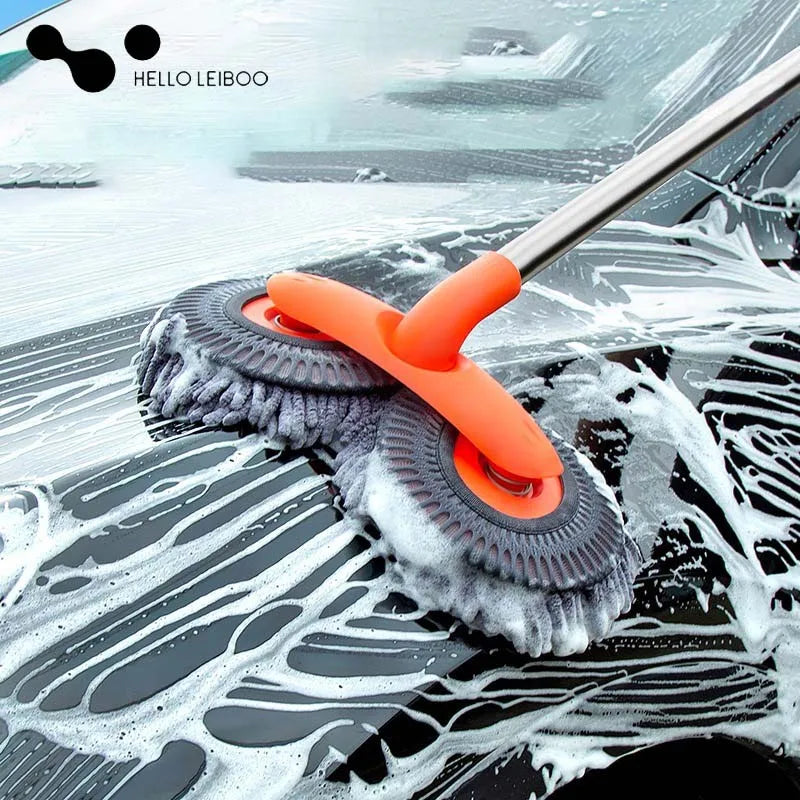 Double Head Telescopic Car Wash Mop - Microfiber Chenille Brush - 1