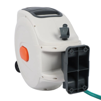 Retractable Garden Hose Reel 10m with 8-Pattern Spray Nozzle & Auto-Rewind