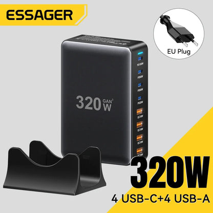 320W 8-Port GaN Desktop Charging Station - 100W PD Fast Charger for All Devices