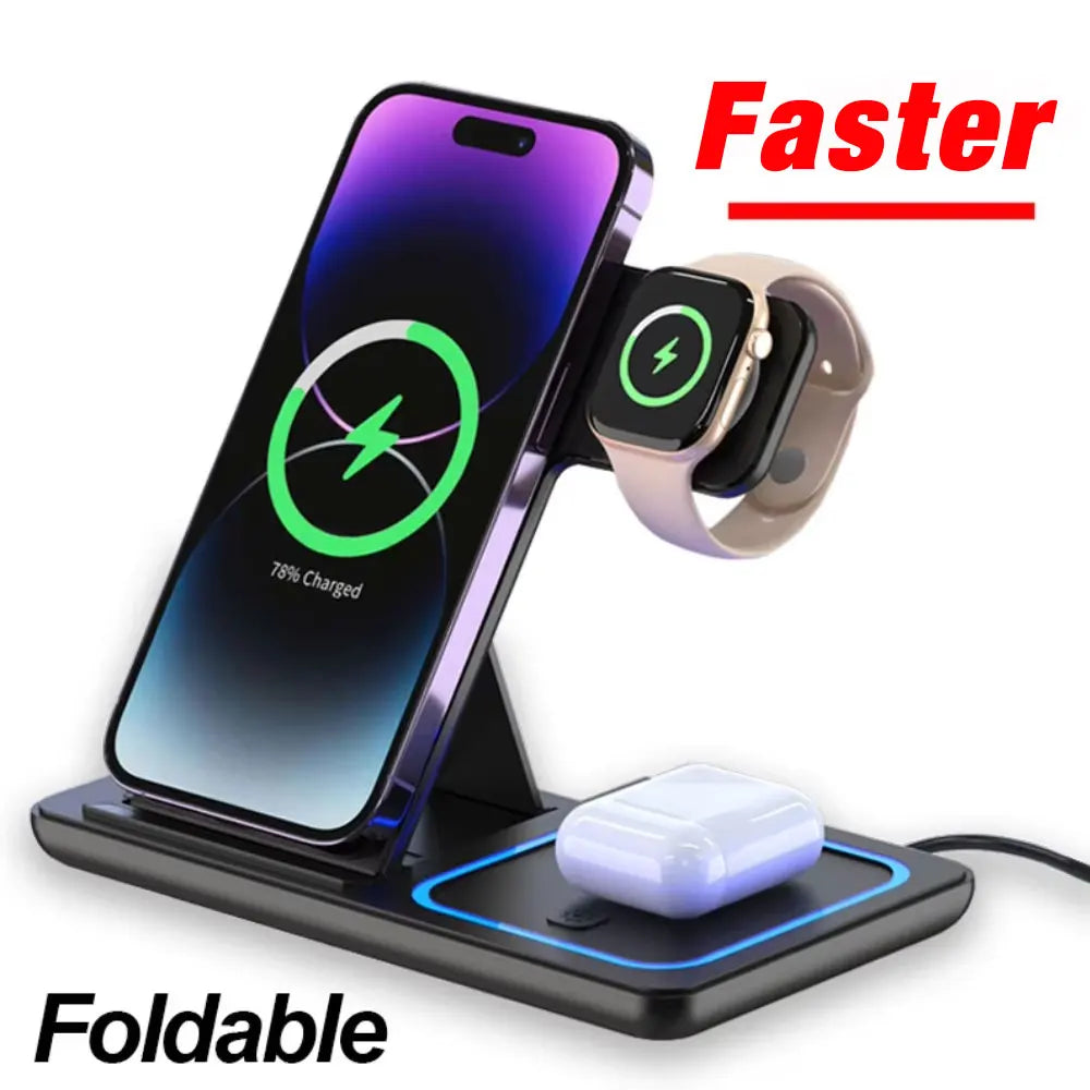 3-in-1 Foldable Wireless Charging Station for iPhone, iWatch & AirPods - 1