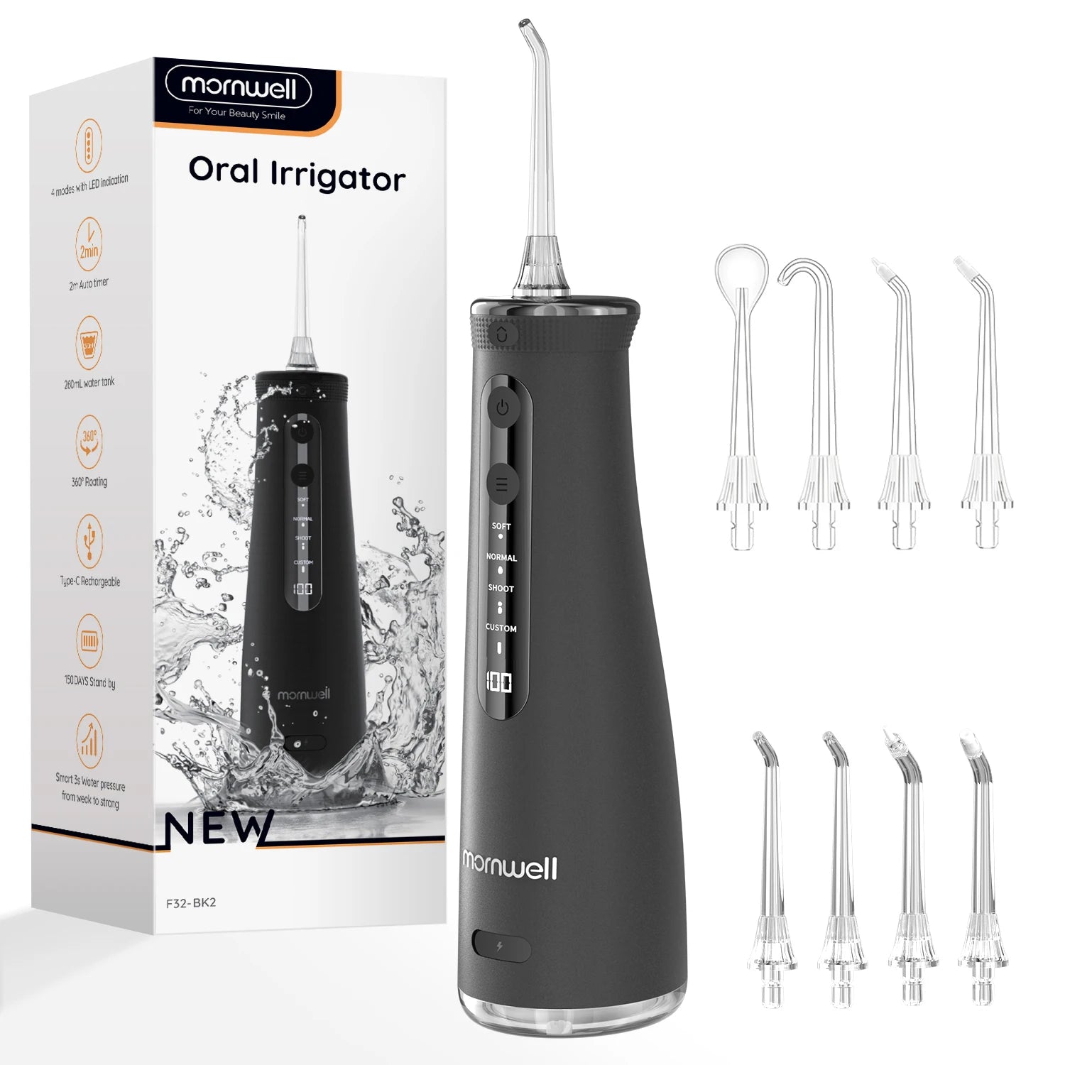 Portable Cordless Water Flosser - Rechargeable Oral Irrigator for Teeth Cleaning - 16