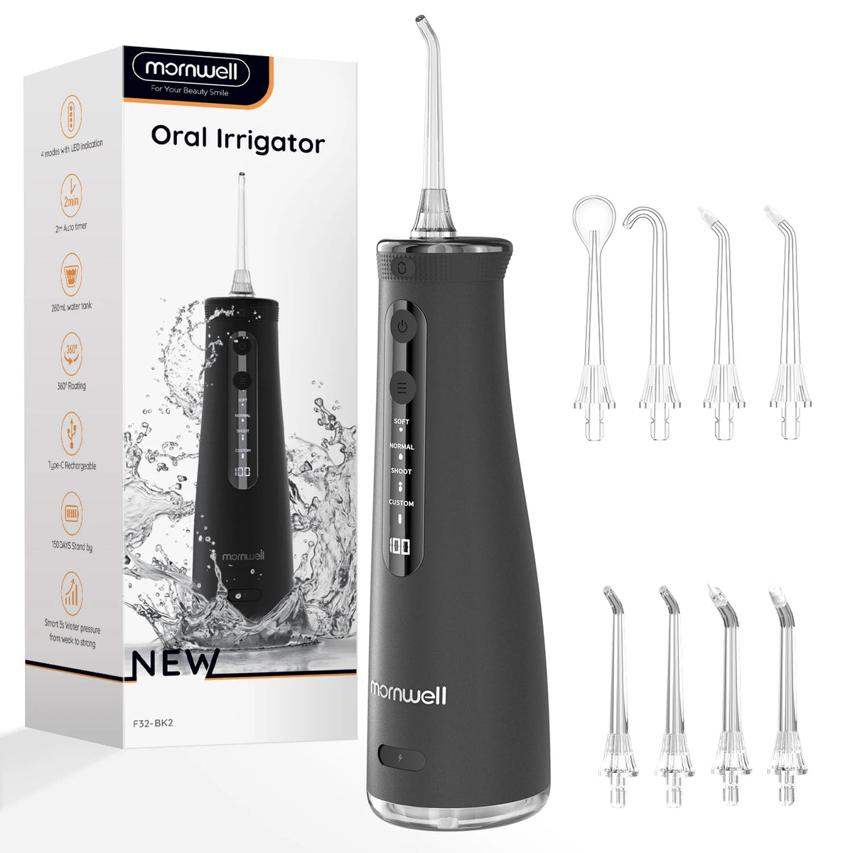 Portable Cordless Water Flosser - Rechargeable Oral Irrigator for Teeth Cleaning