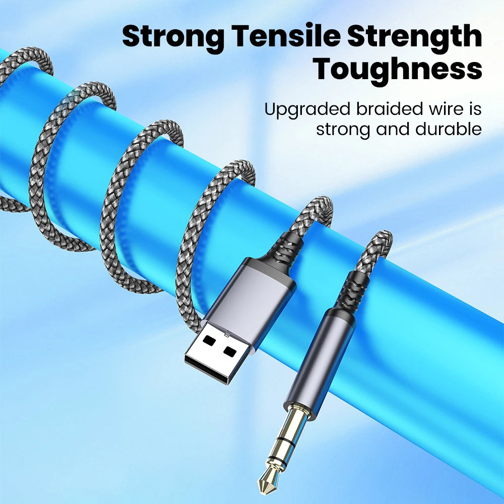 USB to 3.5mm Aux Audio Cable - Male to Male Stereo Adapter for Car & PC - 5