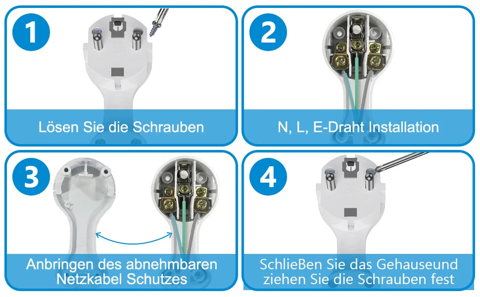 Space-Saving European Flat Plug Adapter with Foldable Handle - 4 Pack - 8