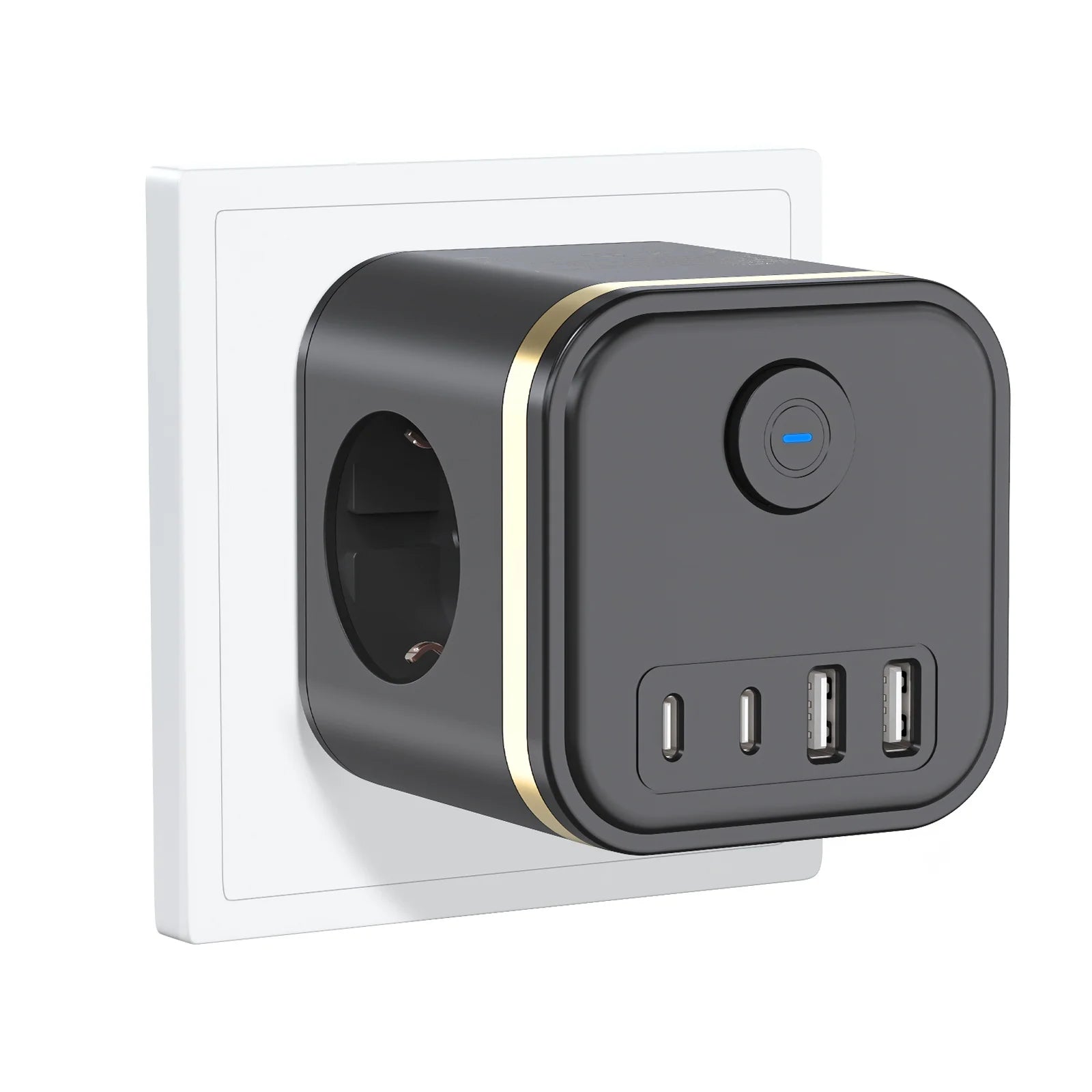 7-in-1 European Power Strip Cube with 4 USB/Type-C Fast Charging Ports - 1