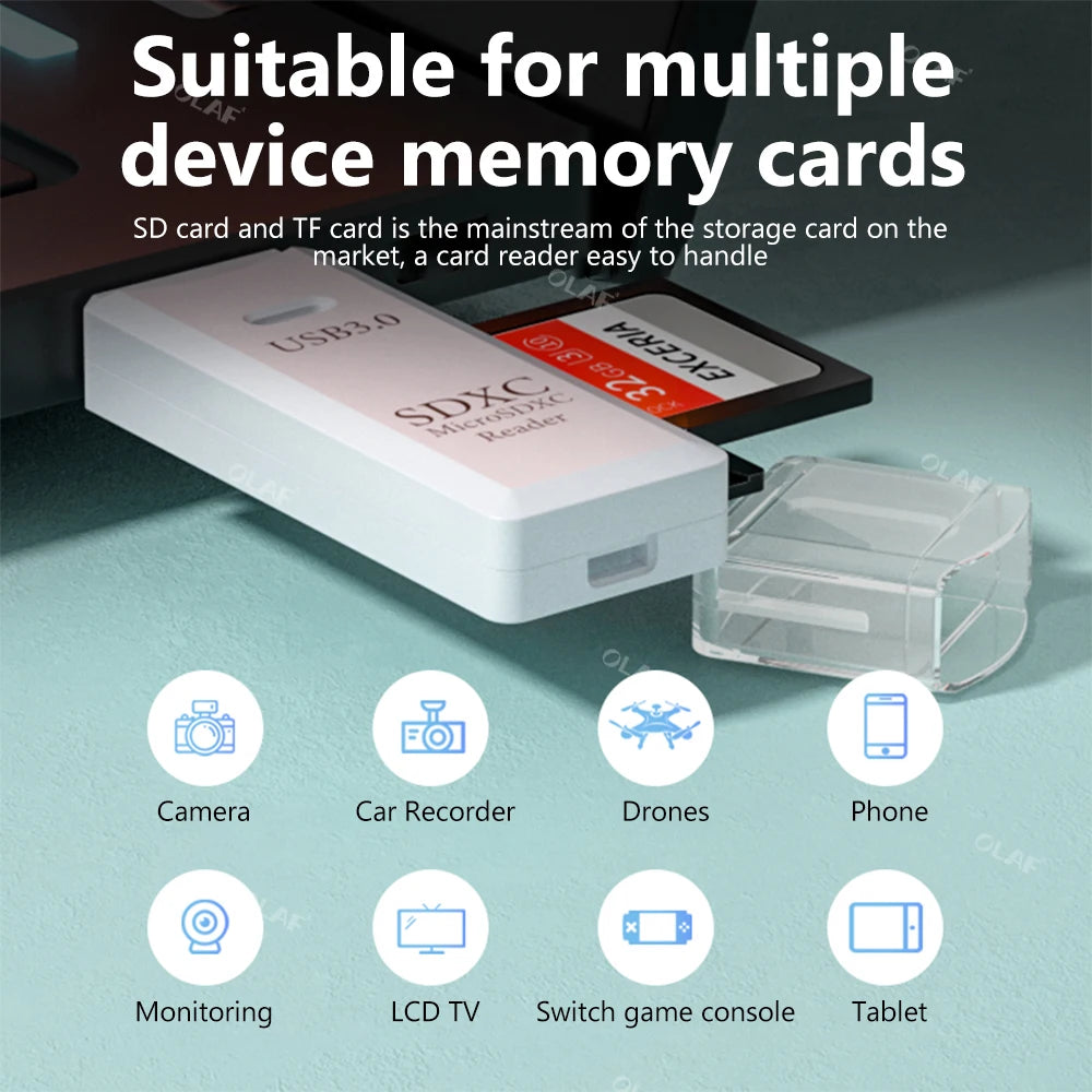 2-in-1 USB 3.0 SD & TF Memory Card Reader - Fast Data Transfer Adapter
