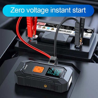 4-in-1 Portable Car Jump Starter & Tire Inflator with LED Light