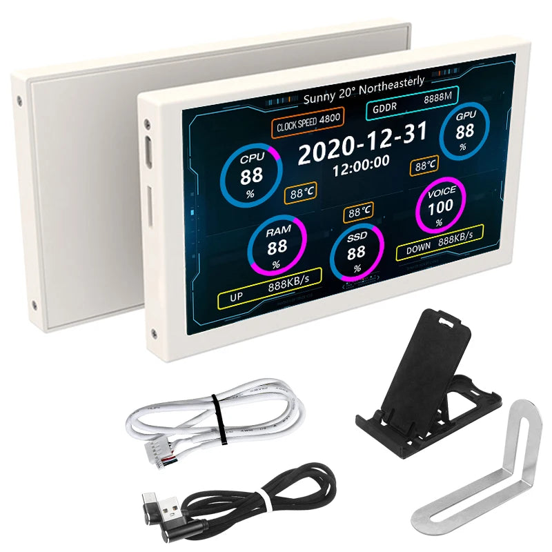 5" IPS PC Hardware Monitor - USB Type-C CPU & GPU Real-Time Stats Display