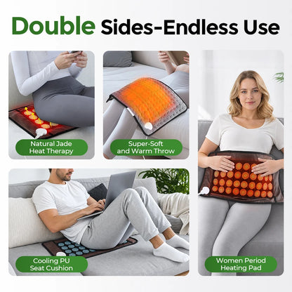 Natural Jade Stone Heated Massage Mat - Portable Thermal Therapy Pad