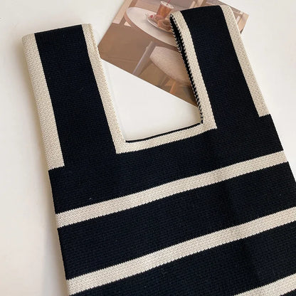 Luxury Knitted Striped Tote Bag