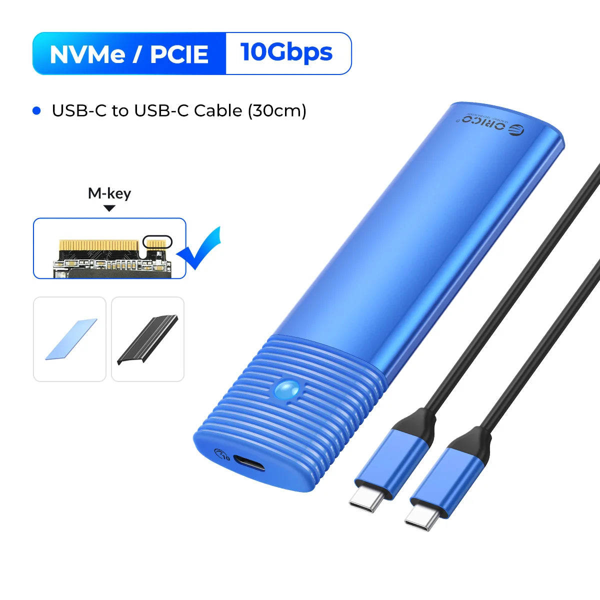 10Gbps M.2 NVMe SSD Enclosure Tool-Free Aluminum Case for 2280/2230 SSD - 25