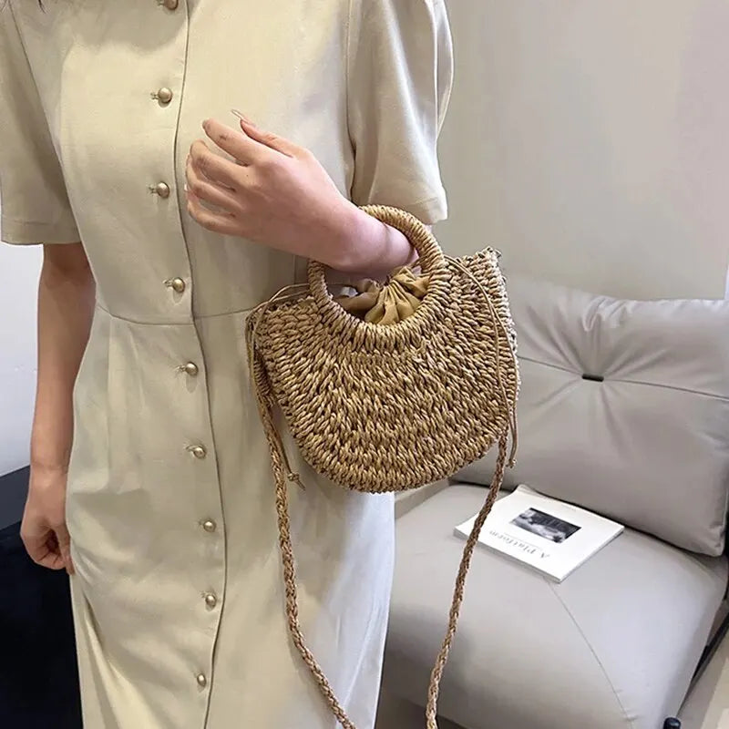 Luxury Half-Moon Straw Bag