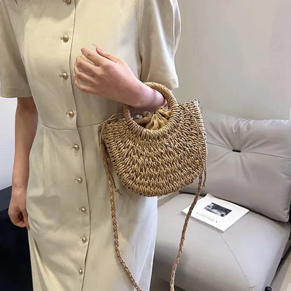 Luxury Half-Moon Straw Bag