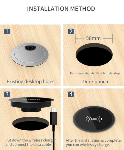 Invisible Desktop Wireless Fast Charger - 15W Embedded Charging Pad
